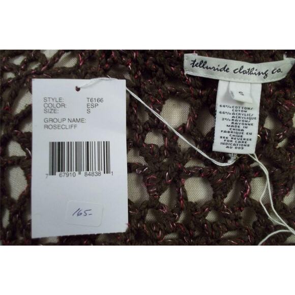 Telluride Clothing Co. Brown & Pink Rosecliff Open Knit Cardigan Sweater S NWT - Picture 9 of 11